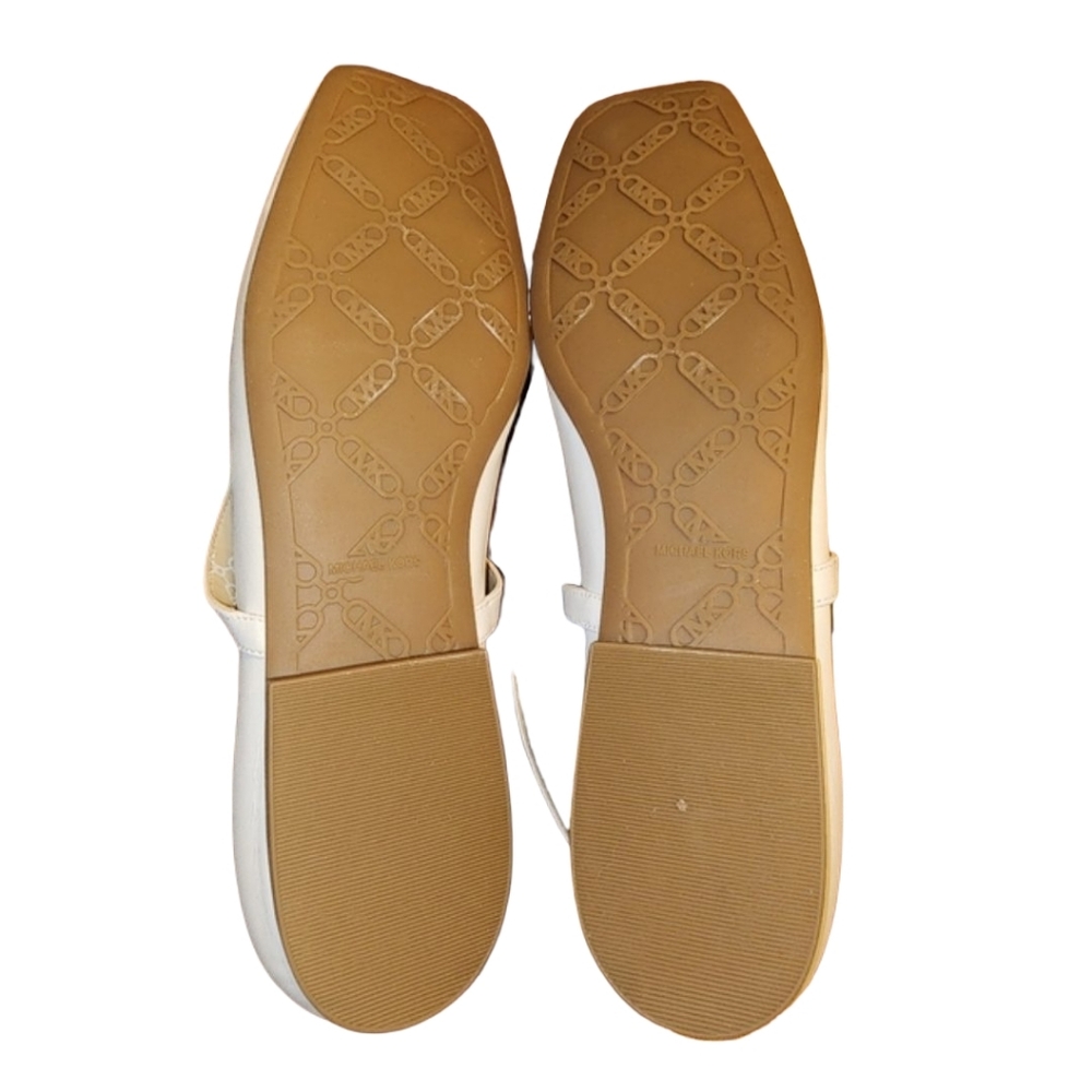MICHAEL KORS Leather Lt Cream Ballet Flats Collette New In Box, Sz 10 Orig $145 - Picture 4 of 7